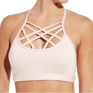 Calia By Carrie Underwood Sports Bra S Strappy Caged Front T Back Pastel Pink